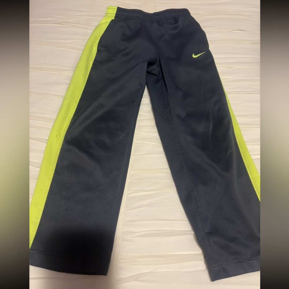Nike Kids Black and Neon Yellow Joggers